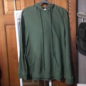 Boutique Green Waffle Knit Hoodie